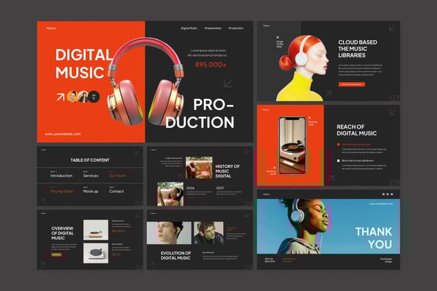 数字音乐制作PowerPoint模板 - 顶尖PPT