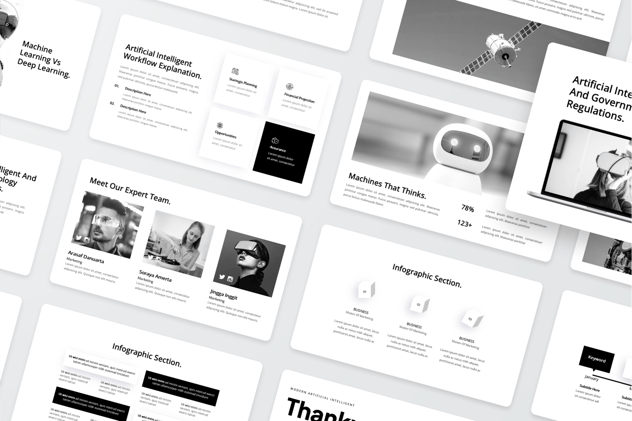 现代AI人工智能主题PPT模板 - 顶尖PPT