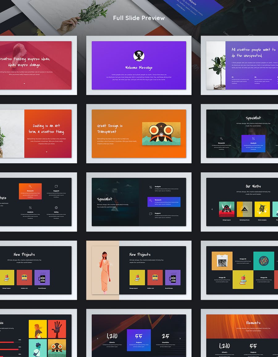 广告创意公司作品展示PPT模板 - 顶尖PPT