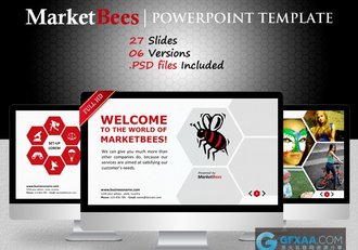 27页蜜蜂蜂巢六边形风格PPT模板 - 顶尖PPT