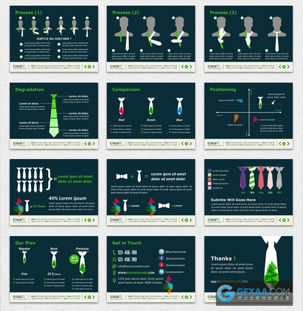 系领带教程领带搭配介绍PPT模板 - 顶尖PPT