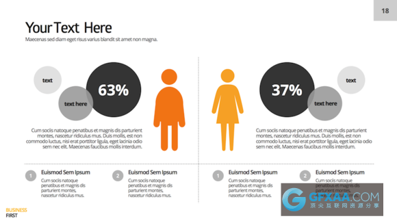 21页扁平化橙黄色商务总结报告PPT模板 - 顶尖PPT