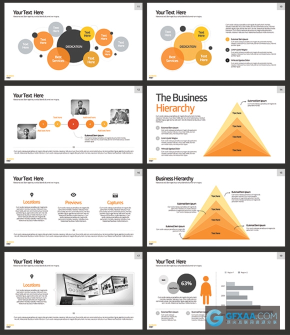 21页扁平化橙黄色商务总结报告PPT模板 - 顶尖PPT
