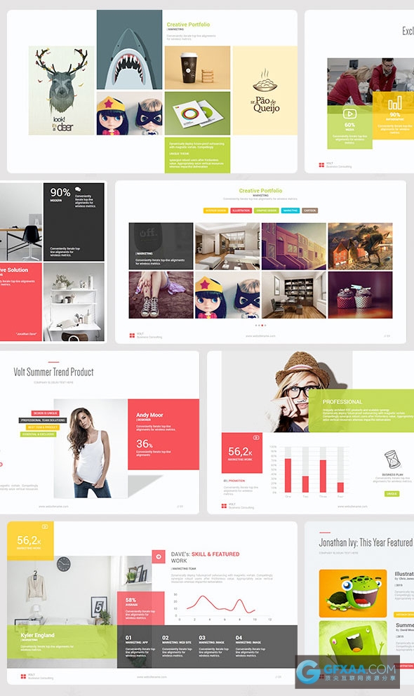 120页多色搭配创意图形图表PPT模板 - 顶尖PPT