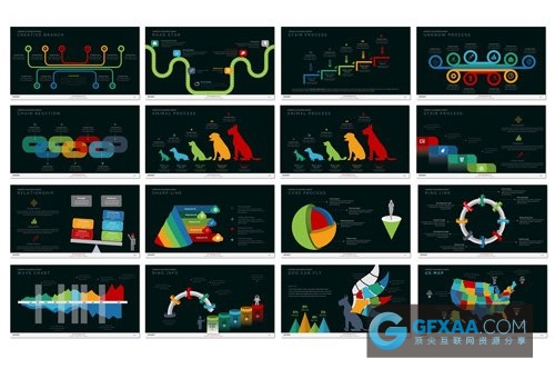 205页创意精美图形图表多种配色PPT - 顶尖PPT