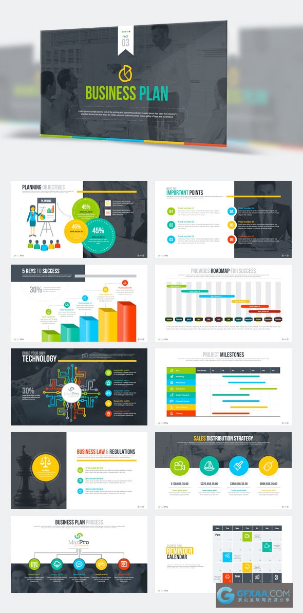 182精美配色图形图表统计企业会议总结计划多用途PPT模板 - 顶尖PPT
