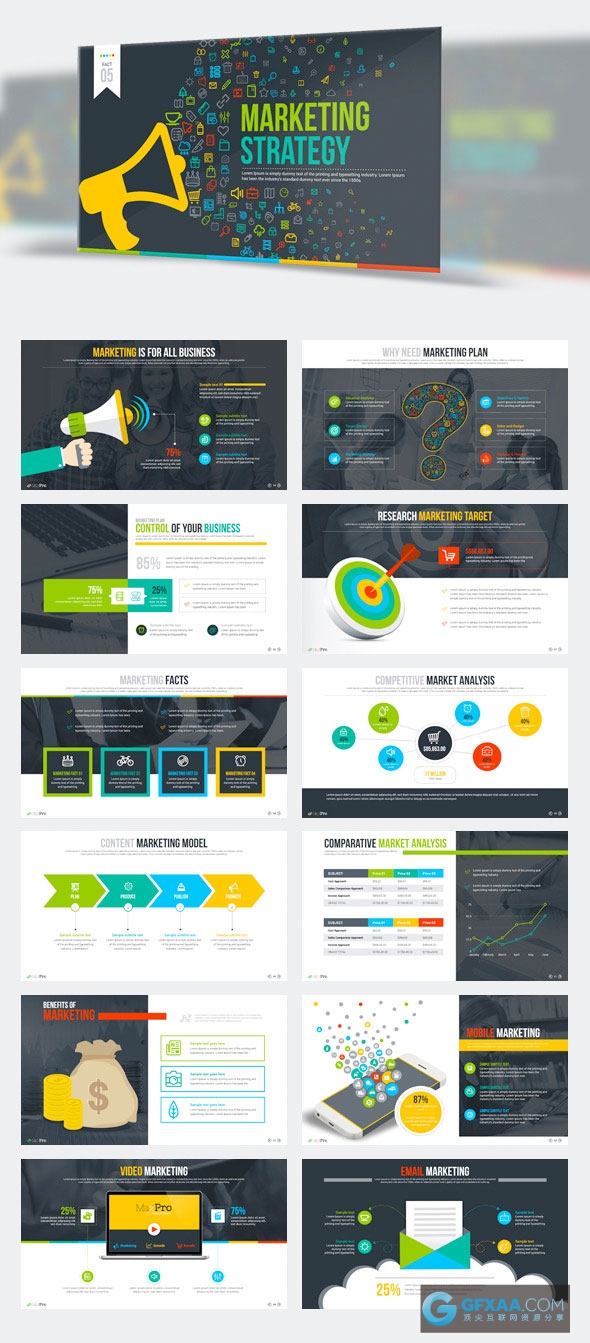 182精美配色图形图表统计企业会议总结计划多用途PPT模板 - 顶尖PPT