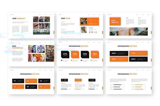 极简风格涂鸦作品展示PPT模板 - 顶尖PPT