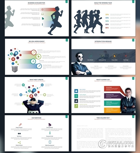 300页多种图形图表集合PPT商务通用模板 - 顶尖PPT