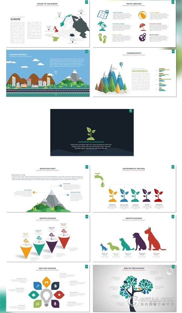 300页多种图形图表集合PPT商务通用模板 - 顶尖PPT