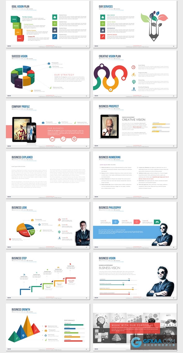 110页精美配色图形图表多用途PPT模板 - 顶尖PPT