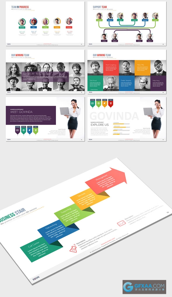 110页精美配色图形图表多用途PPT模板 - 顶尖PPT