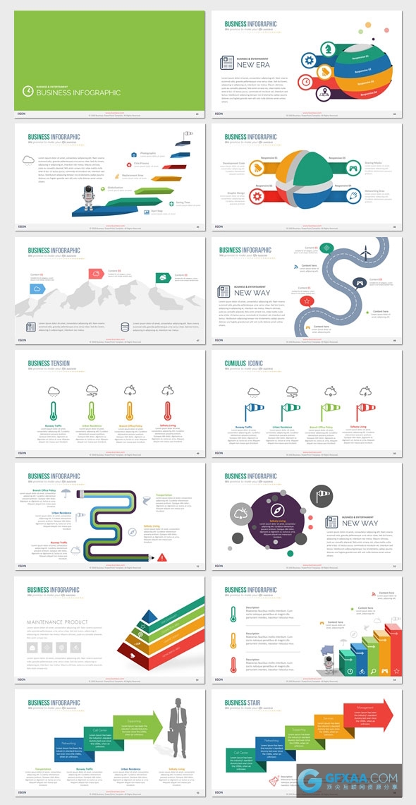 110页精美配色图形图表多用途PPT模板 - 顶尖PPT