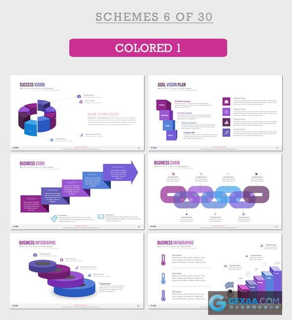 110页精美配色图形图表多用途PPT模板 - 顶尖PPT