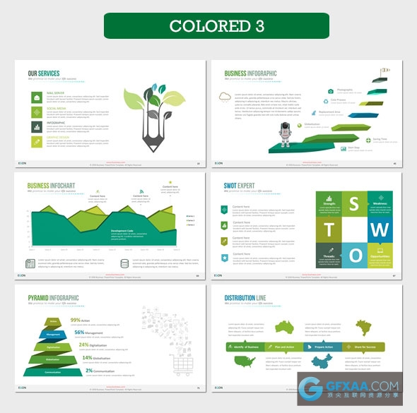 110页精美配色图形图表多用途PPT模板 - 顶尖PPT