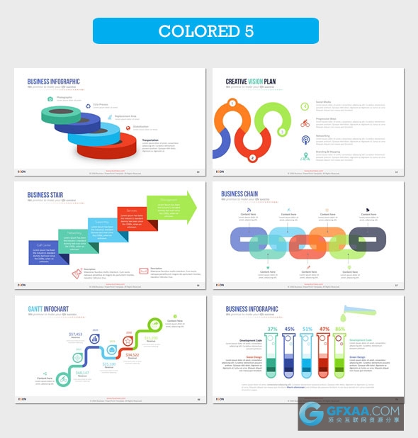 110页精美配色图形图表多用途PPT模板 - 顶尖PPT