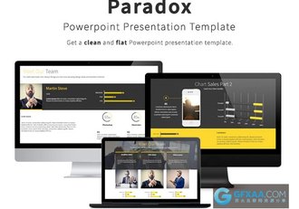 95页黑黄色搭配扁平化简约商务PPT模板 - 顶尖PPT