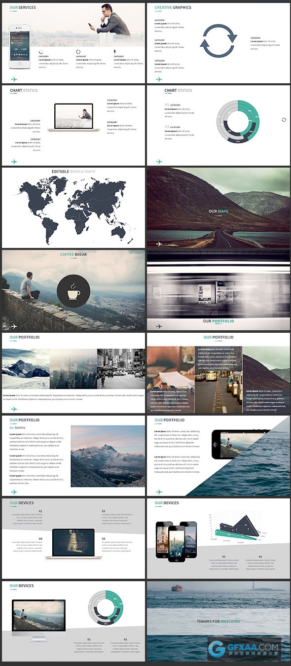 100页扁平化极简风格PPT模板高端大气主题明确PPT - 顶尖PPT