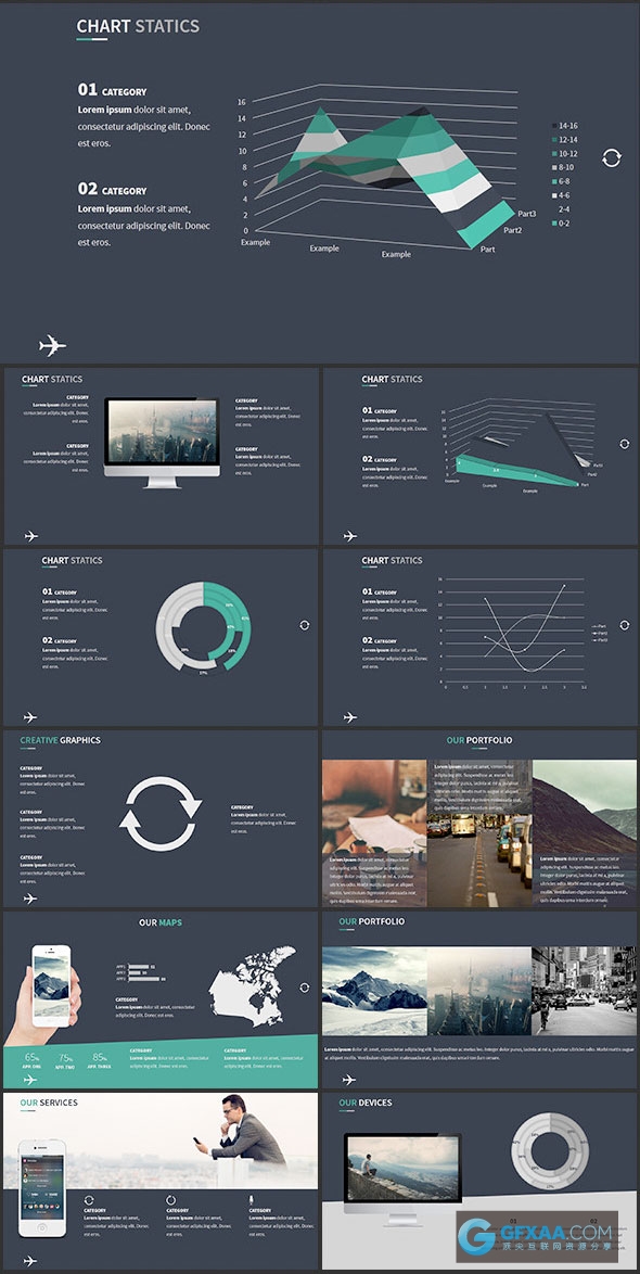 100页扁平化极简风格PPT模板高端大气主题明确PPT - 顶尖PPT