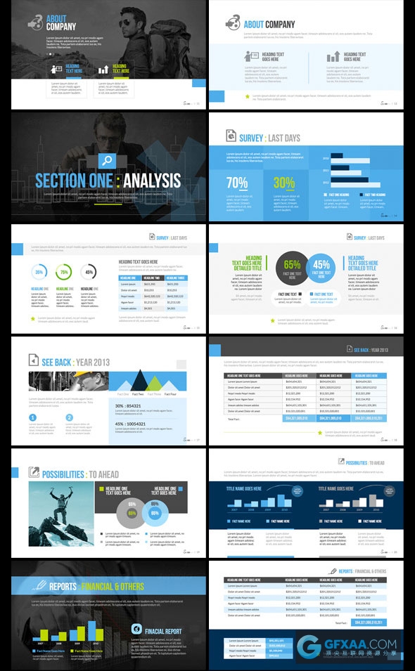 80页扁平化商务会议团队总结PPT模板 - 顶尖PPT