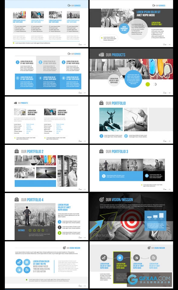 80页扁平化商务会议团队总结PPT模板 - 顶尖PPT