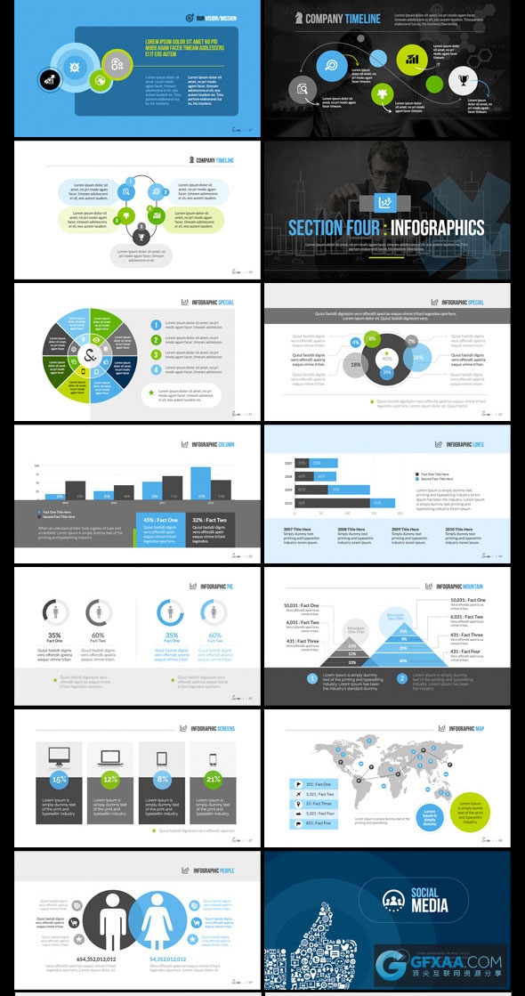 80页扁平化商务会议团队总结PPT模板 - 顶尖PPT