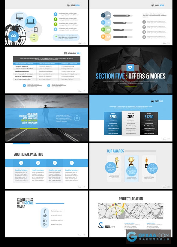 80页扁平化商务会议团队总结PPT模板 - 顶尖PPT
