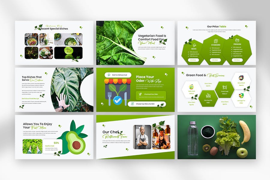 绿色有机蔬菜宣传展示PPT模板 - 顶尖PPT