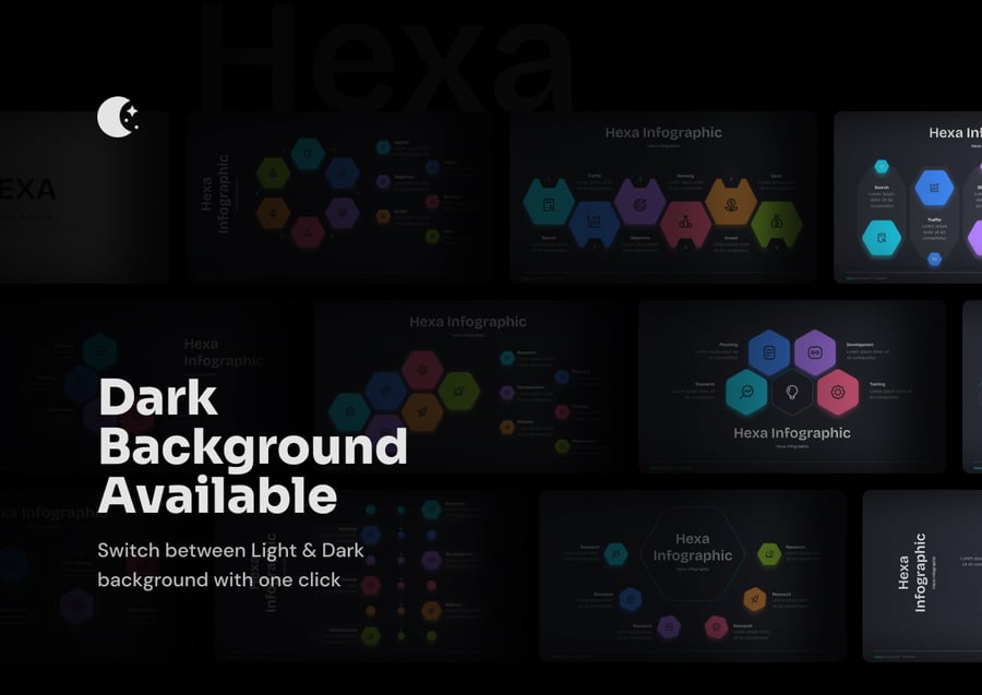 六边形彩色信息图形图表keynote模板 - 顶尖PPT