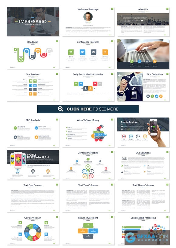 70多页图形图表分析统计PPT商务模板 - 顶尖PPT