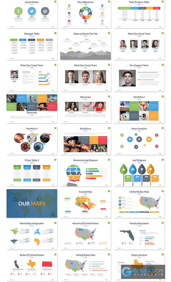 70多页图形图表分析统计PPT商务模板 - 顶尖PPT