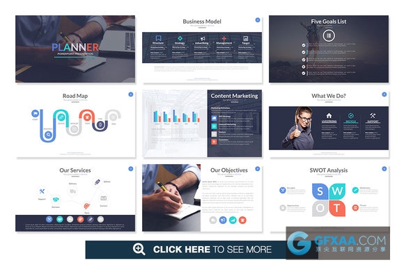 60多页精美配色图形图表多用途PPT模板 - 顶尖PPT