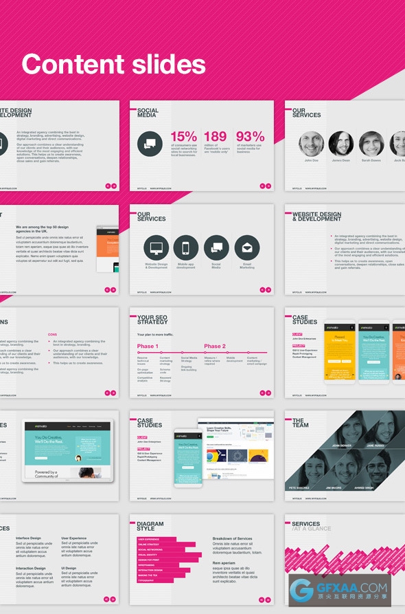 极简杂志风格PPT模板时尚流行粉红色PPT - 顶尖PPT