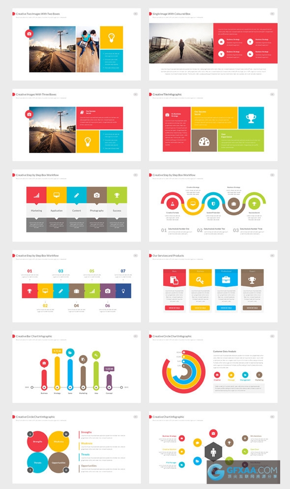 140页多色系图形图表商务通用PPT模板 - 顶尖PPT