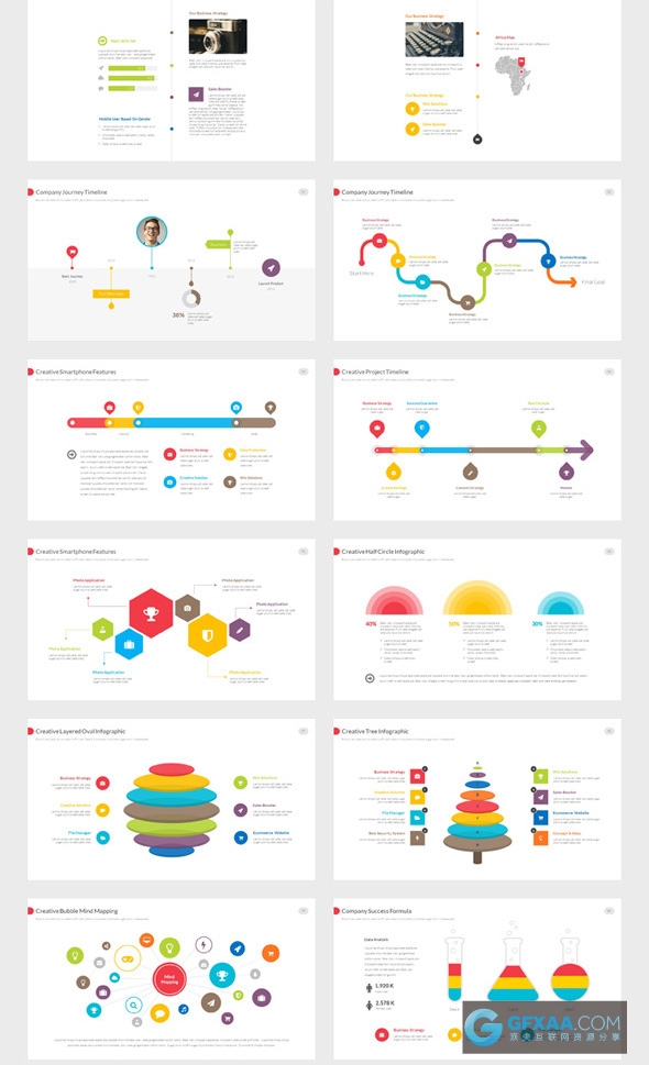 140页多色系图形图表商务通用PPT模板 - 顶尖PPT
