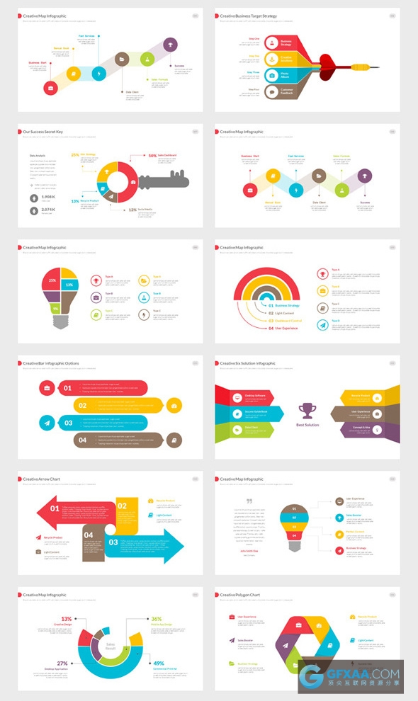 140页多色系图形图表商务通用PPT模板 - 顶尖PPT