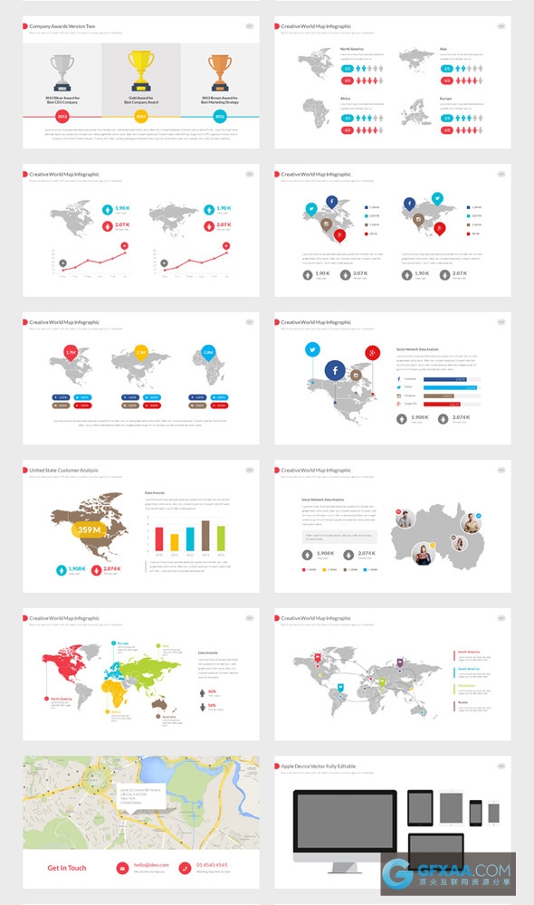 140页多色系图形图表商务通用PPT模板 - 顶尖PPT