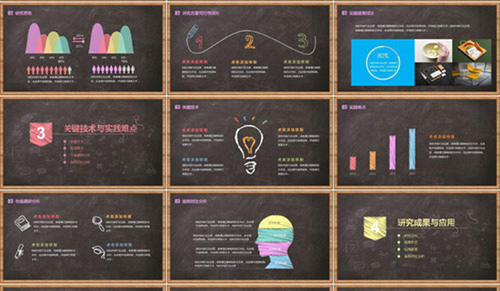 新颖粉笔字效果论文答辩PPT模板 - 顶尖PPT