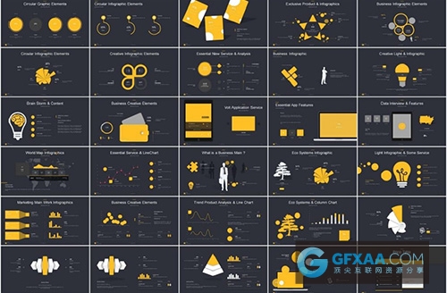 120多页扁平化简约时尚PPT模板 - 顶尖PPT