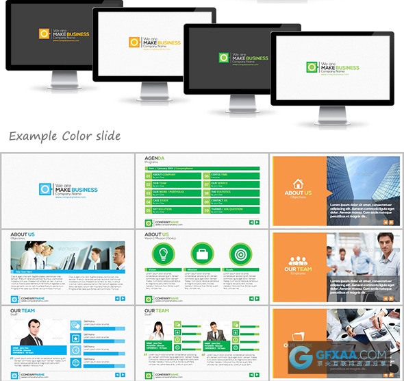 33页创意商务PPT模板3种配色主题文件 - 顶尖PPT