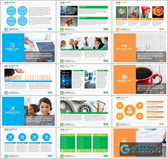 33页创意商务PPT模板3种配色主题文件 - 顶尖PPT