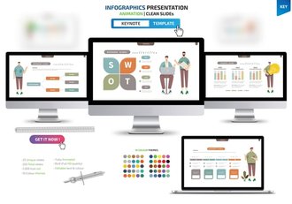 商务风格信息图形商务人物keynote模板 - 顶尖PPT