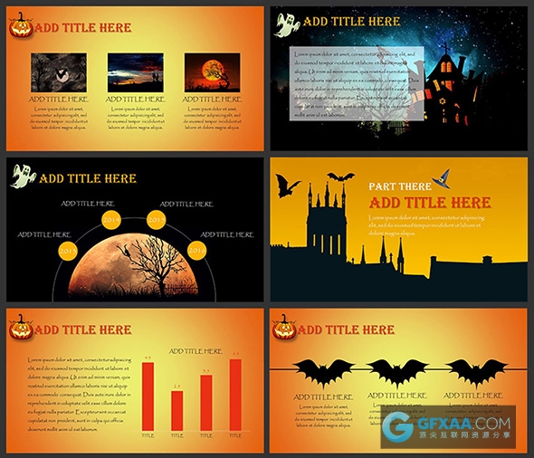 橙色万圣节南瓜头主题PPT模板 - 顶尖PPT