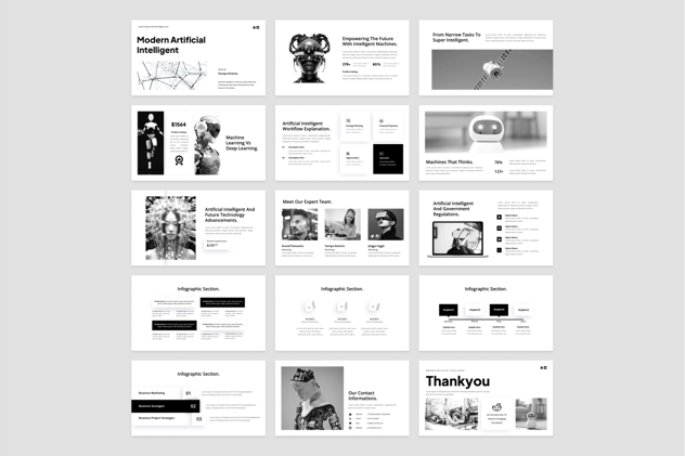 现代AI人工智能主题PPT模板 - 顶尖PPT