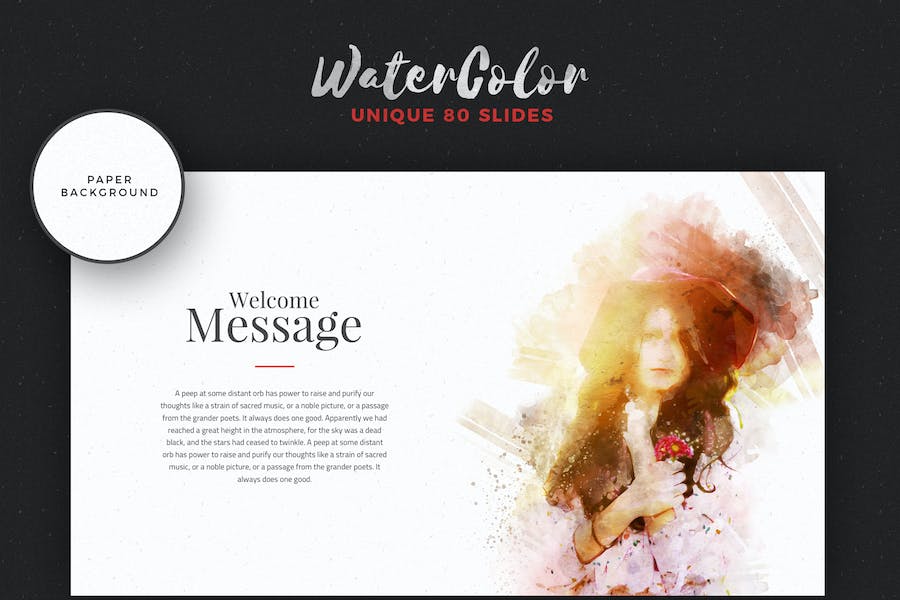 极简水彩艺术作品价值分析PPT模板 - 顶尖PPT