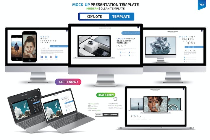 产品模型设计展示样机Keynote模板 - 顶尖PPT
