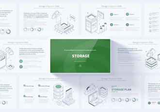 云数据存储线性插画图形PPT模板 - 顶尖PPT