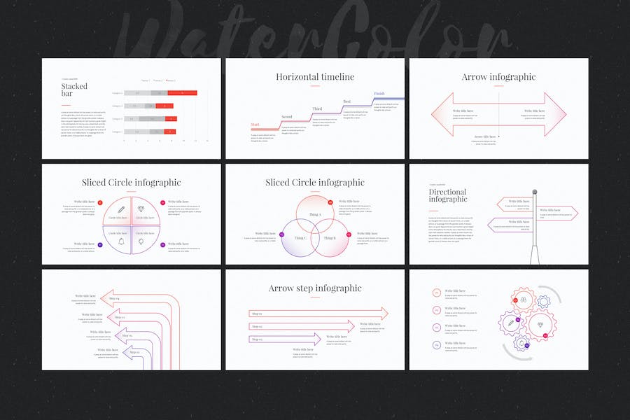 极简水彩艺术作品价值分析PPT模板 - 顶尖PPT