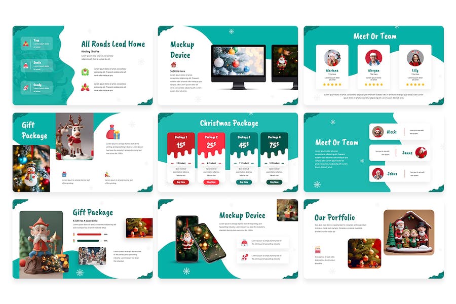 卡通插画圣诞老人圣诞节快乐圣诞PPT模板 - 顶尖PPT