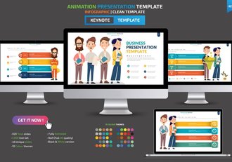 商务场景人物插画数据可视化展示keynote动画模板 - 顶尖PPT